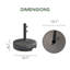 Base de parasol lestée 22l | Support rond robuste pour parasols de marché | Noir