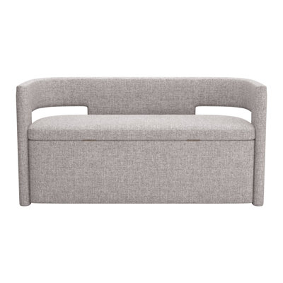 Gracie Mills 55-Inch Gray Fabric Upholstered Storage Bench with Flip-Top