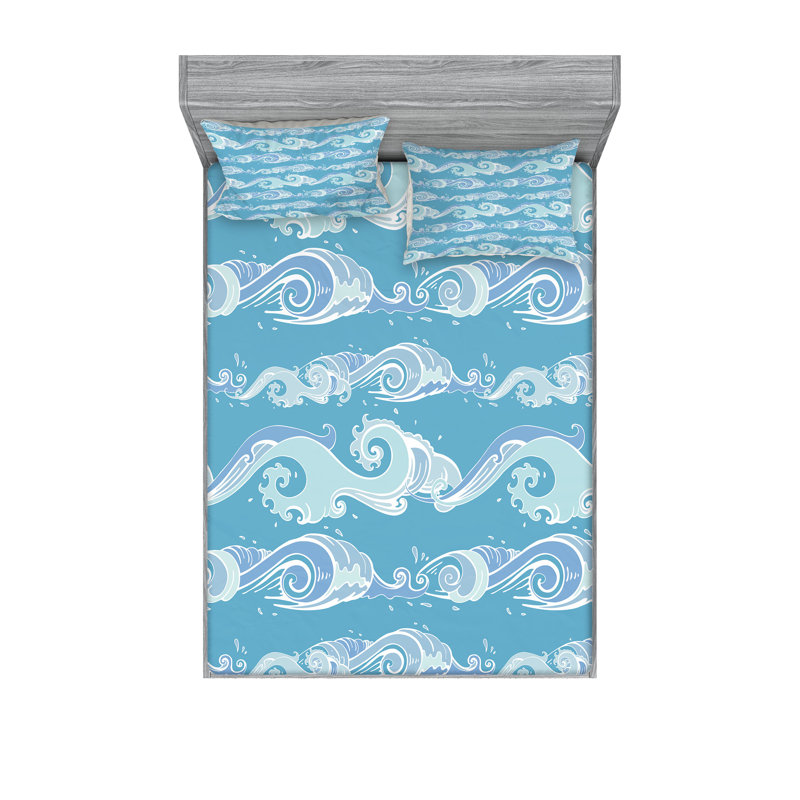 Drap-housse et coussin décoratif nautique bleu marine pâle Ambesonne, Queen Sheet Set + 5 Additional Pieces