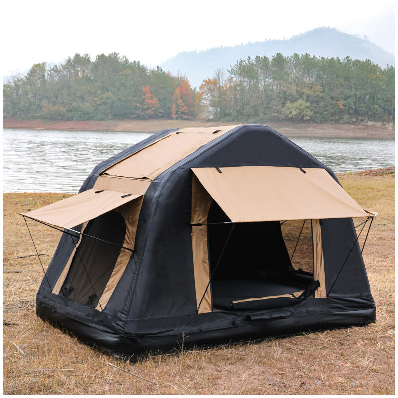 Tente gonflable avec échelle pour le camping (avec échelle, style bicolore noir)