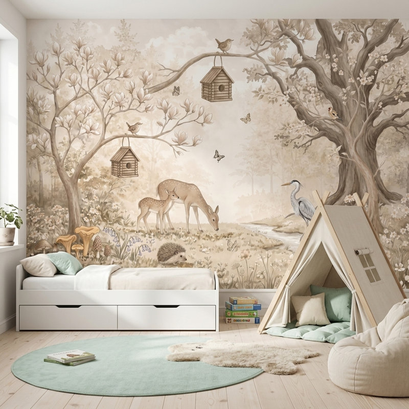 Woodland Landscape, 120 po x 96 po, Peler et coller