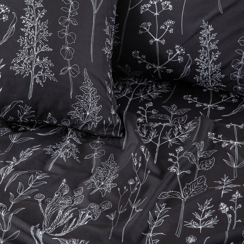 Hyprest Sheets, Soft Breathable Farmhouse Bed Sheet Sets, Deep Pocket Sheets, Black Leaf, King