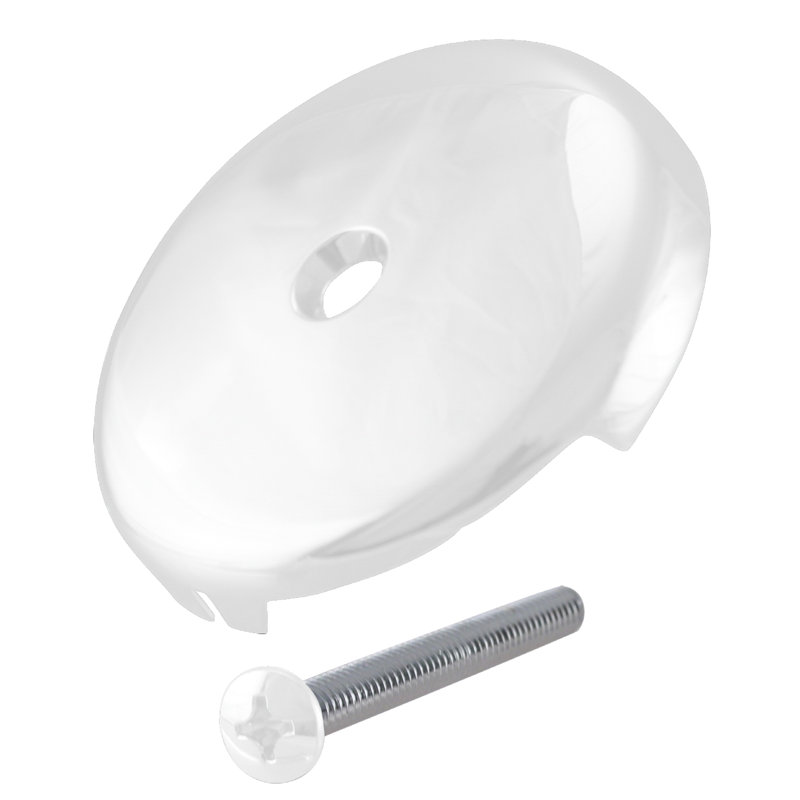3-1/8" One-Hole Bathtub Overflow Faceplate and Screw, Powder Coat White
