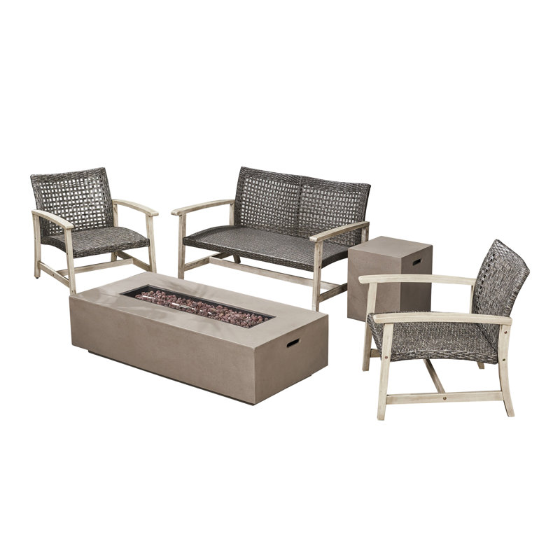 Cascante 4 - Person Patio Conversation Set, Light Gray/Mixed Black