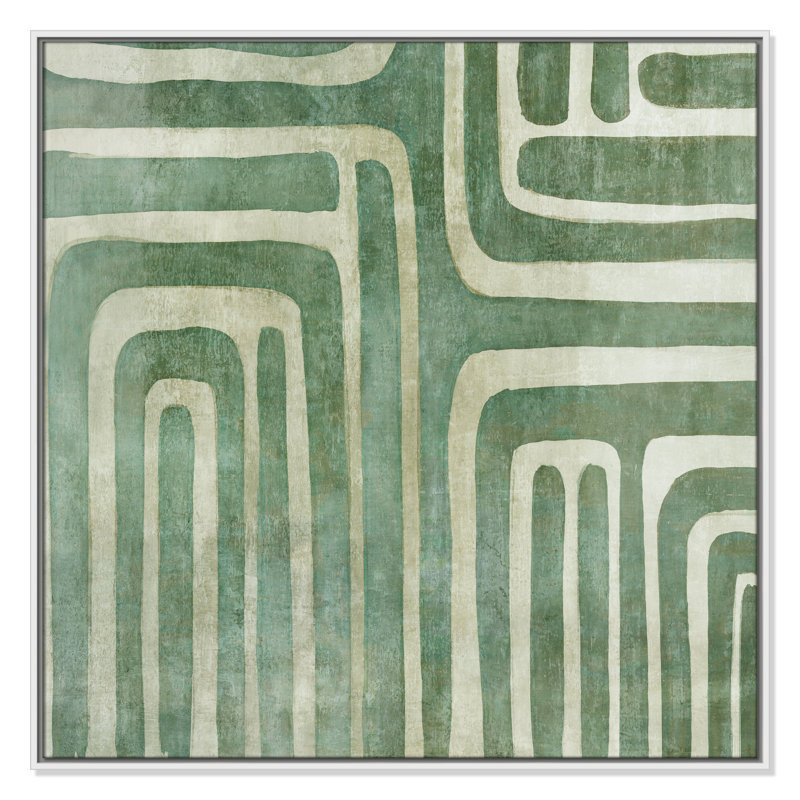 «Whimsical Green I Print» par Emma Peal, H 37,5 po x l 37,5 po x P 2 po, Cadre flottant blanc
