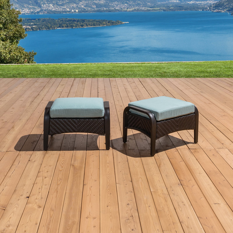 Barcelo Rattan Club Ottoman with Cushion, Bliss Blue