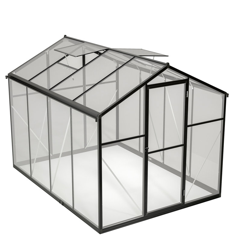 Grande serre de plain-pied - Structure stable et ventilation extérieure en polycarbonate régulant la température