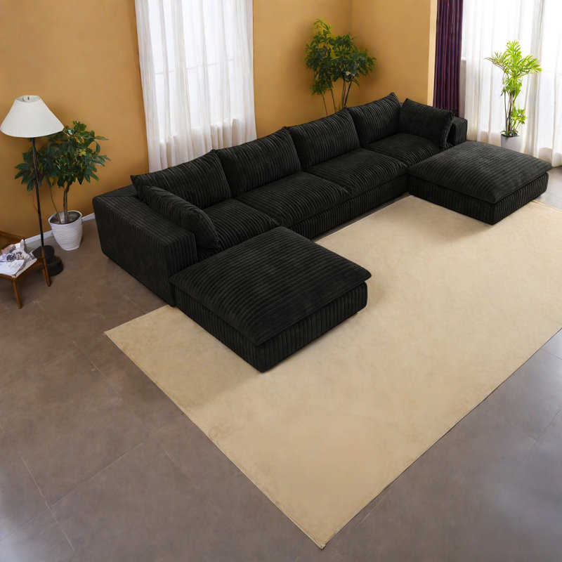 Luxueux canapés modulaires surdimensionnés, tissu en velours côtelé, Modern Living