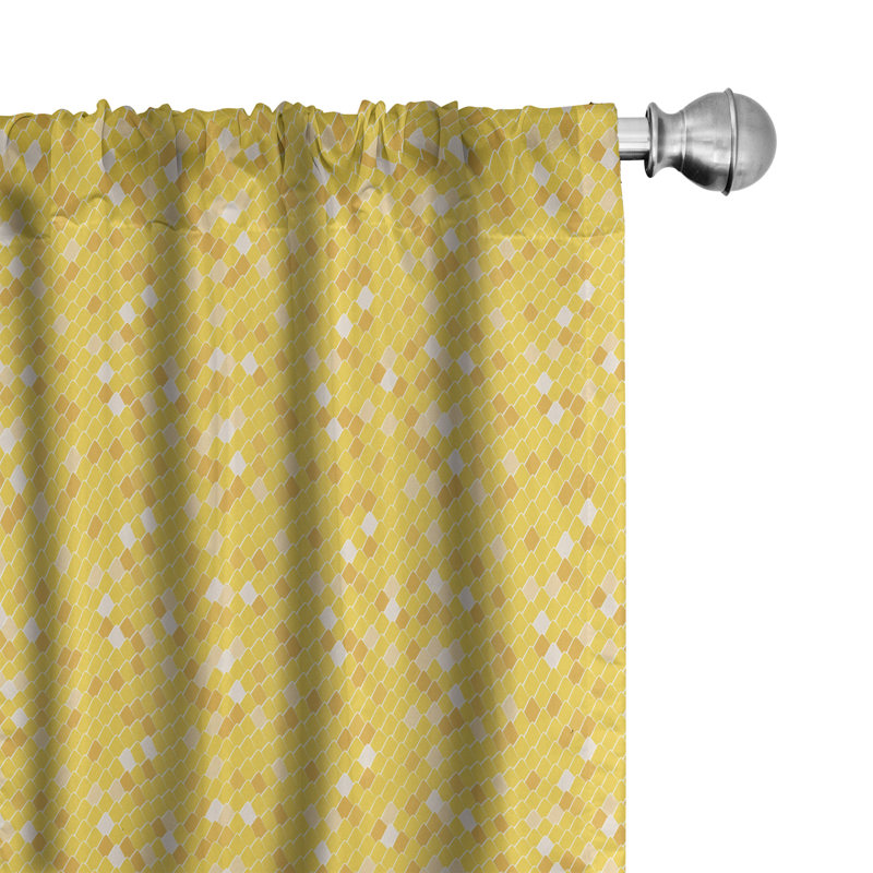 Rideaux à 4 panneaux East Urban Home à motif géométrique, jaune et orange foncé, L 56 po x L 84 po