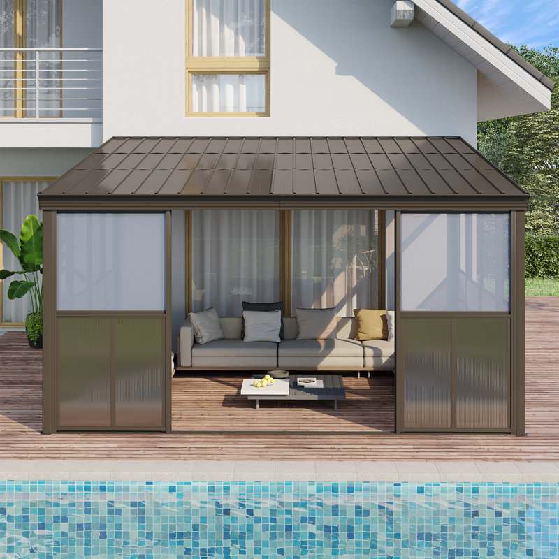 12 Ft. W X 14 Ft. D  Patio Gazebo, Wall Mounted Gazebo