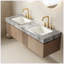 Meuble-lavabo suspendu double lavabo de 60 po, armoire de rangement avec 2 tiroirs et portes, comptoir en pierre frittée et 2 lavabos en céramique, aspect bois Heidelberg, préassemblé-133712019
