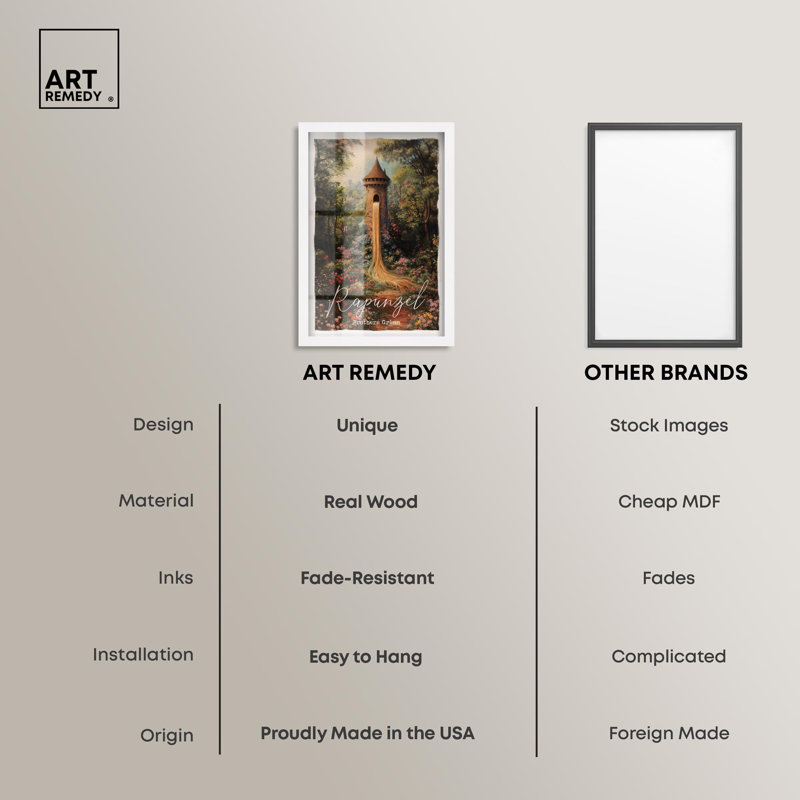 «Raiponce Classic Shadowbox Print» par Art Remedy, H 31 po x l 21 po, Blanc