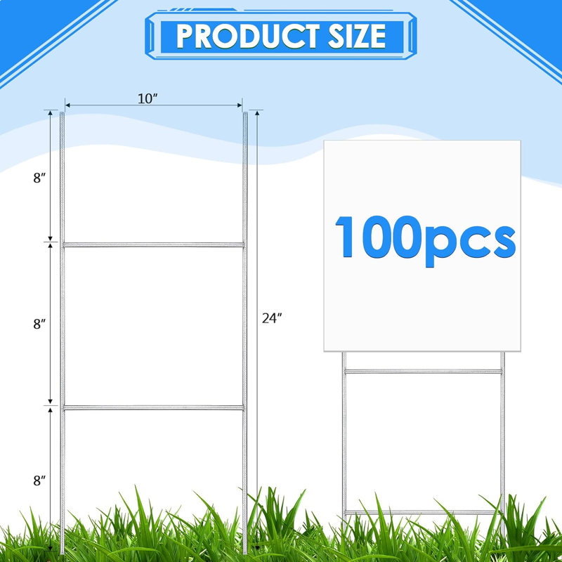 Piquets de jardin en fer Sotiris 24 po x 10 po Stakes for Yard Signs, H 24 po x l 10 po x P 0,4 po