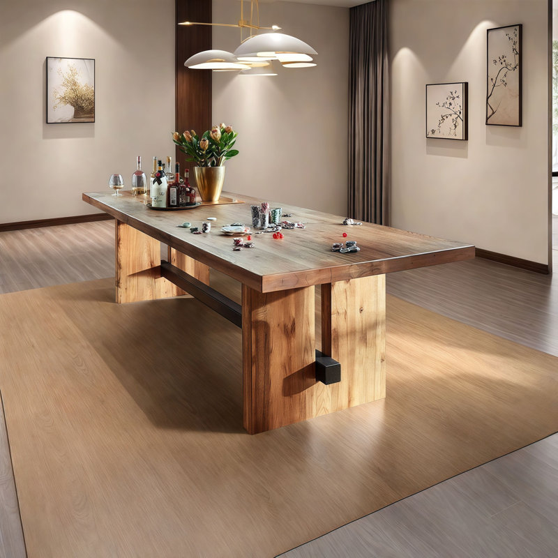 Rectangular Brown Solid Wood Dining Table, 29.5”H x 63”L x 27.6”W