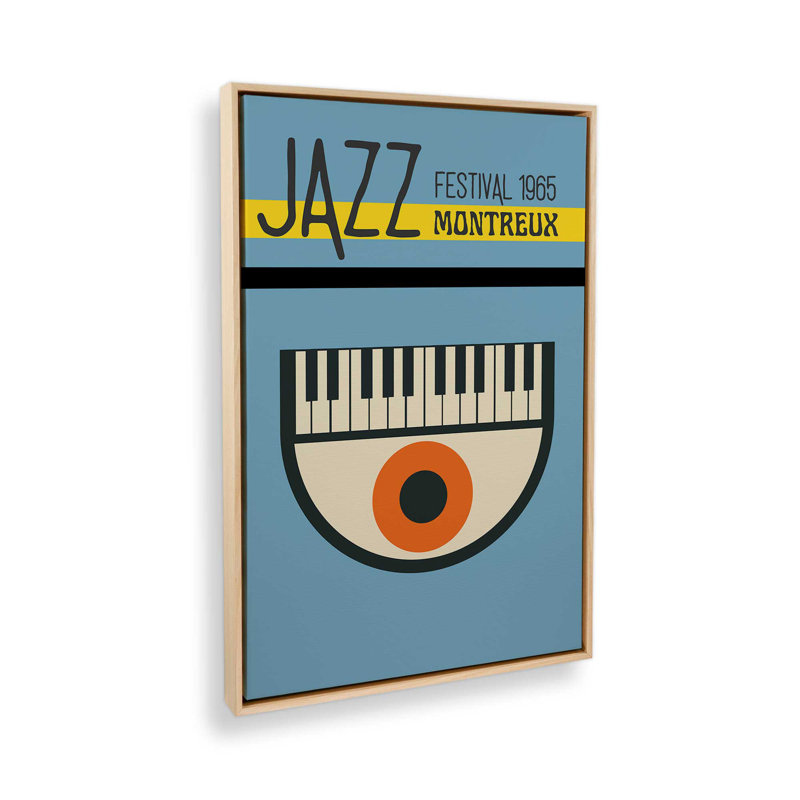 Affiche rétro vintage sur toile Jazz dans un cadre, H 18,75 po x l 12,75 po, Érable américain