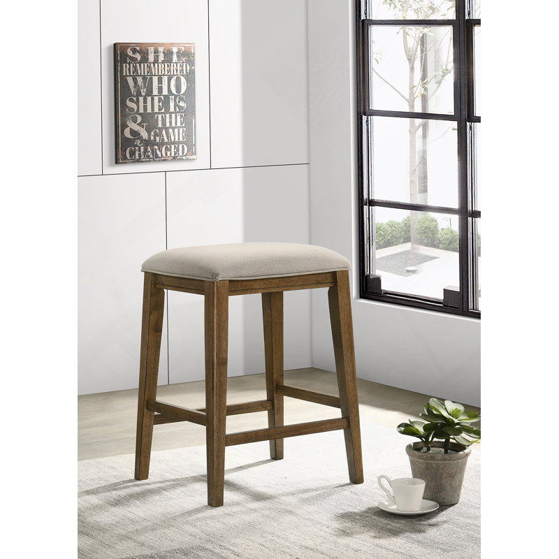 Tabouret à hauteur de comptoir 17 po en noyer avec siège rembourré Sasha, Walnut