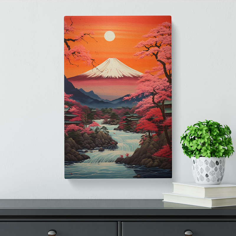 Japanese Sunset Contemporary - Wrapped Canvas, 76cm H x 50cm W x 3cm D