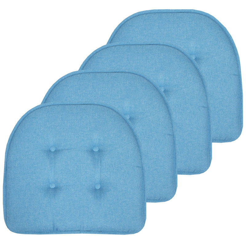 Coussin de chaise d'intérieur uni antidérapant en forme de U, Turquoise, 4