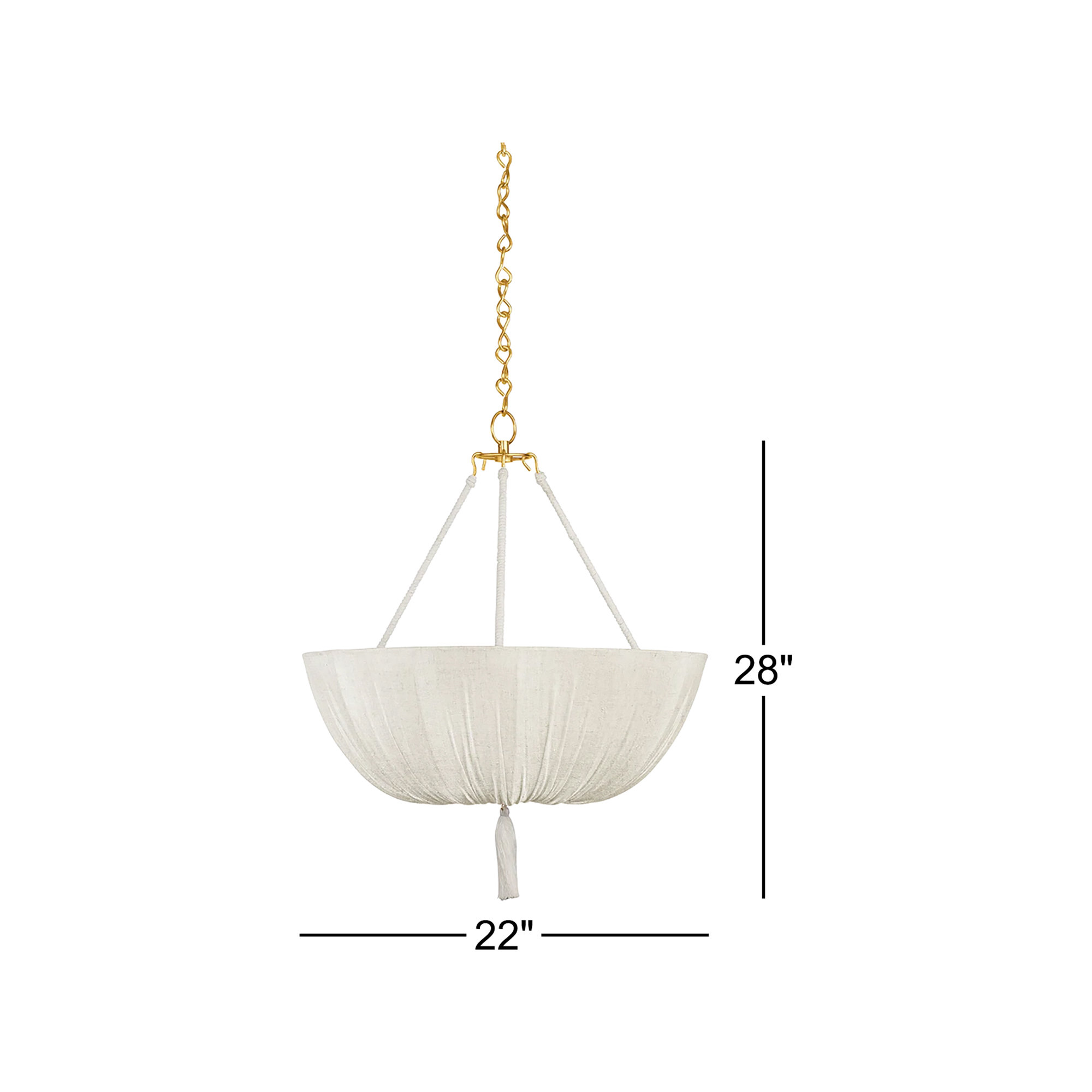 Carolina Pendant in Aged Brass by Cortney Bishop, E12/Candelabra, 28" H x 22" W x 22" D, 10 W