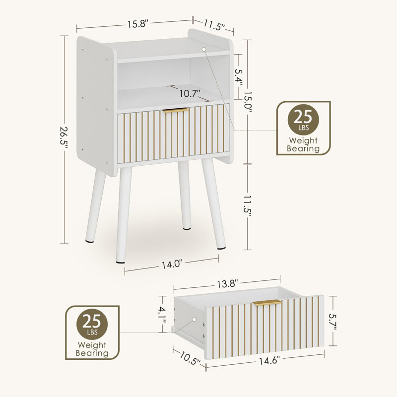 Guillory 40 cm W Bedside Table