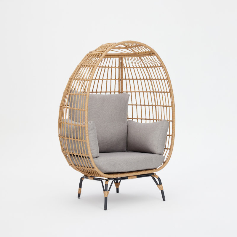 Tyndale Outdoor Garden Chair, Light Grey, Natural Wood