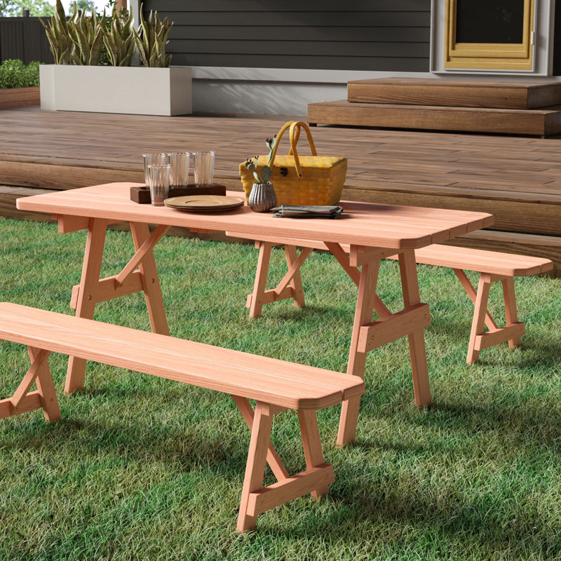 Table de pique-nique 3 pièces Summerhill, Teinture cèdre, L 70 po x l 27 po x H 30 po