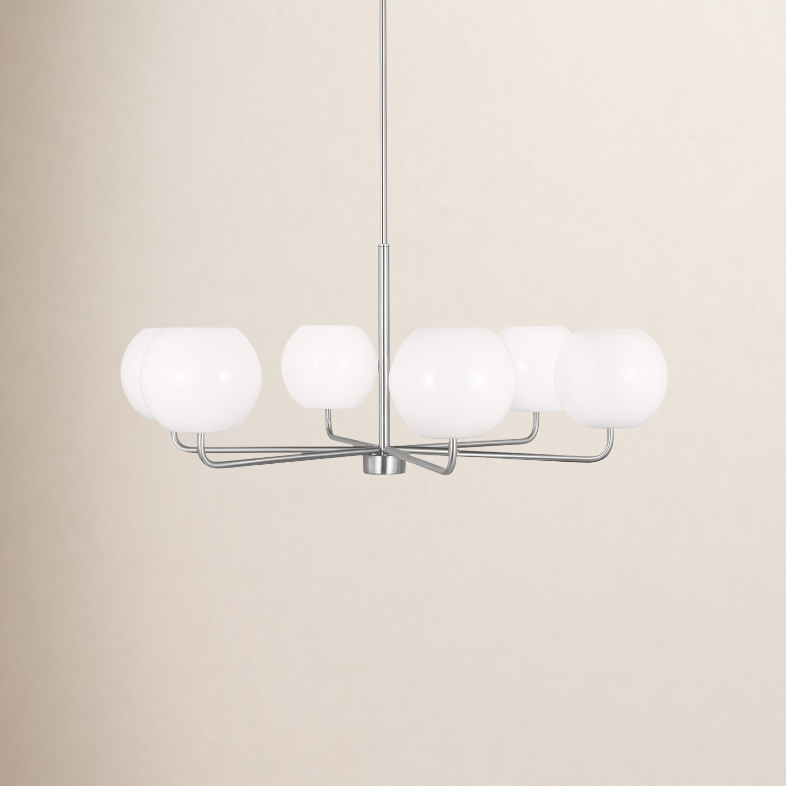 Jorund 6 - Light Dimmable Shaded / Spider Chandelier, Brushed Steel, Yes