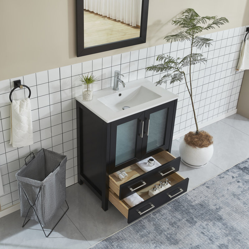 Ensemble de meuble-lavabo simple 30 "avec miroir, Espresso