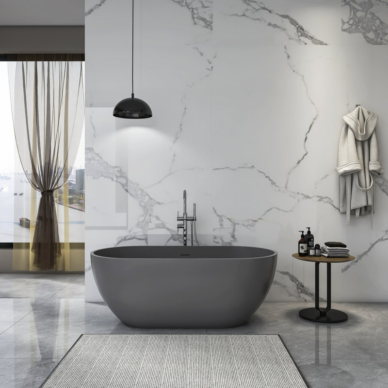 Baignoire autoportante ergonomique à surface solide pour salles de bain modernes