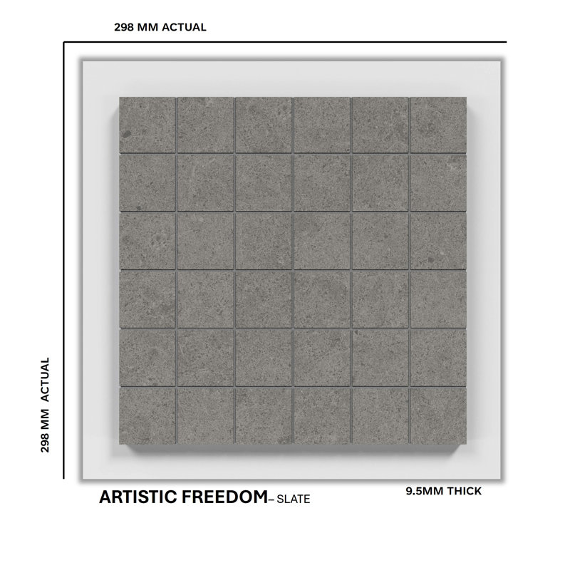 Artistic Freedom 2"X2" Porcelain Stone Look Tile Grid Mosaic Sheet, Slate
