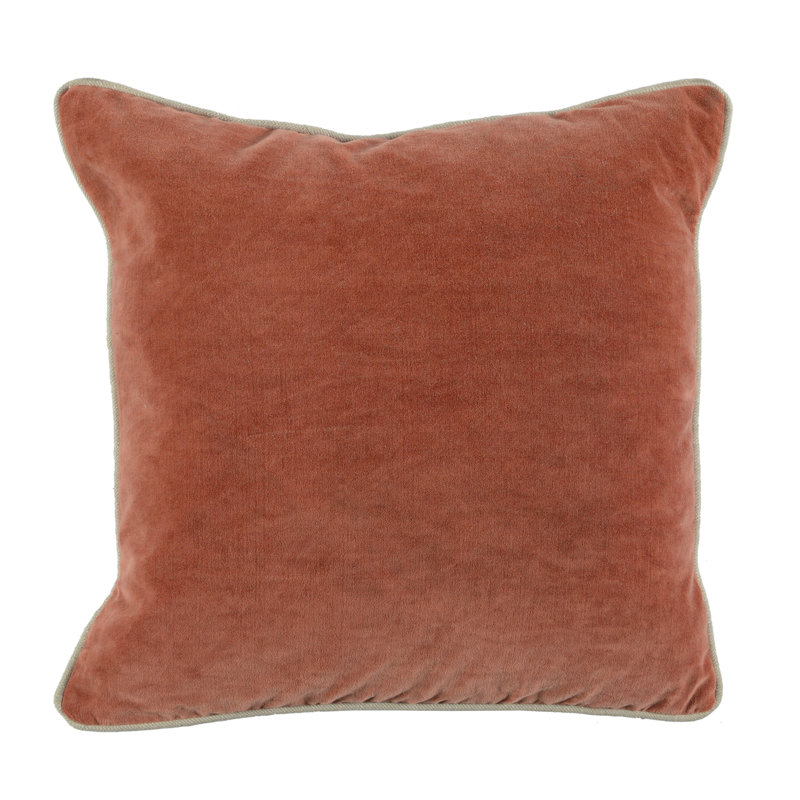 Goodall Velvet Pillow Cover & Insert, Square 18", Terra Cotta