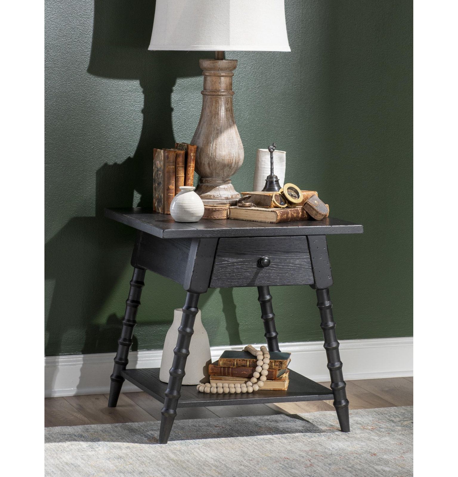 Country Living Bobbin End Table, Black