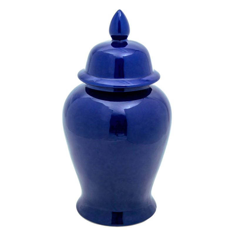 Timeless Chinese Temple Jar, Navy Blue, 18"