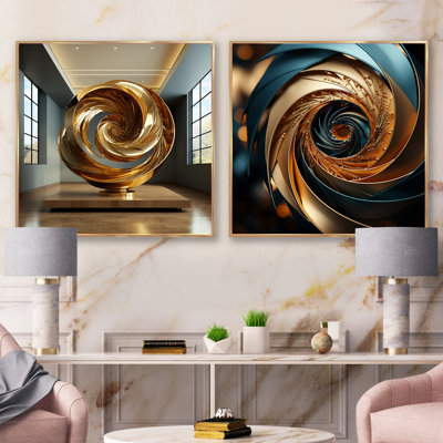Golden Ratio Spiral - Abstract Spirals Square Collage Set Of 2