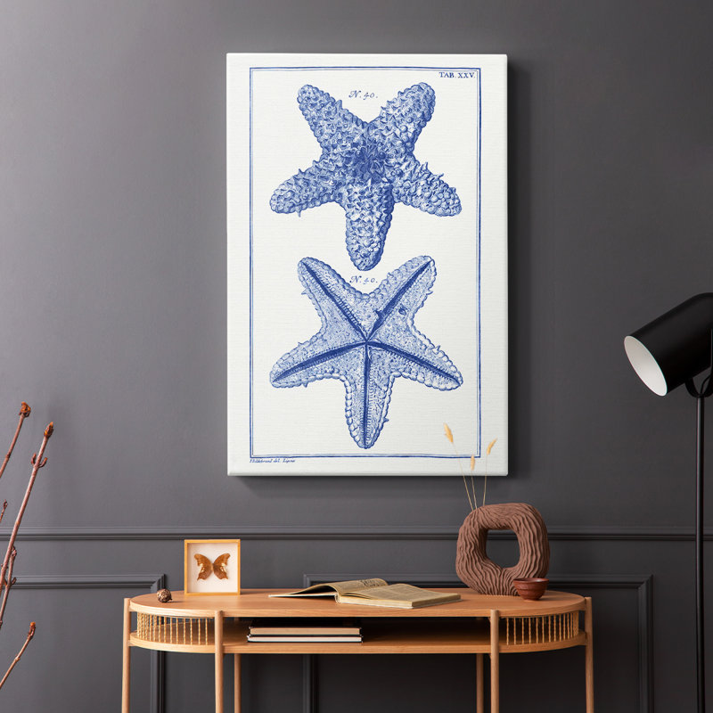 Étoiles de mer bleues IV - Cavas enveloppés de galerie, H 27 po x l 18 po
