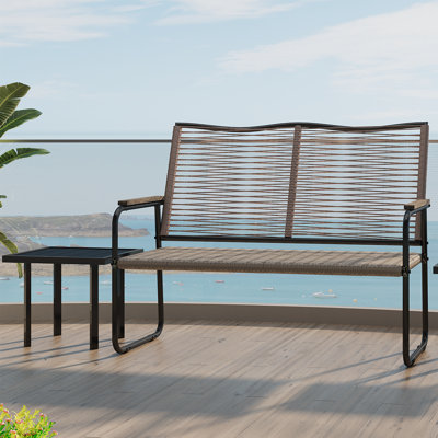 Table et chaises de patio avec table d'appoint rectangulaire et banc pour jardin