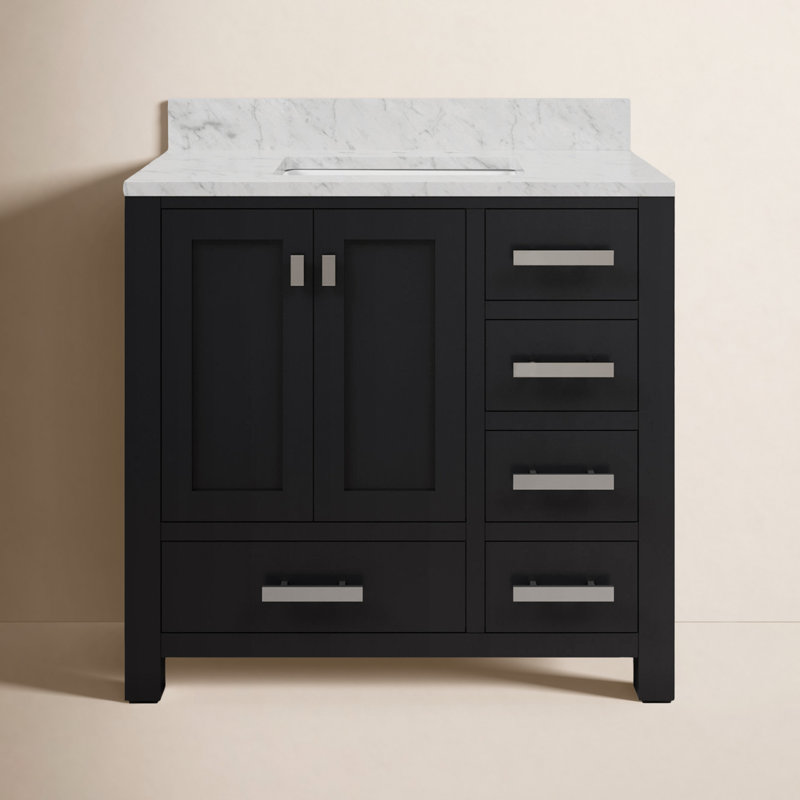 Ensemble de meuble-lavabo simple 36 po Steve, Noir, noir, noir, noir