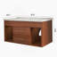 Meuble-lavabo simple de style moderne Mid-Century avec lavabo encastré intégré, offrant un rangement intelligent et un style intemporel pour votre salle de bain
