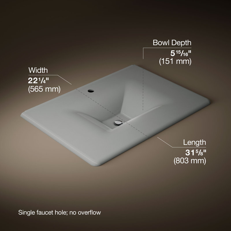 Lavabo de salle de bain Â« Iron/Impressions Â» de 31 po avec trou pour robinetterie, Basalte, Single