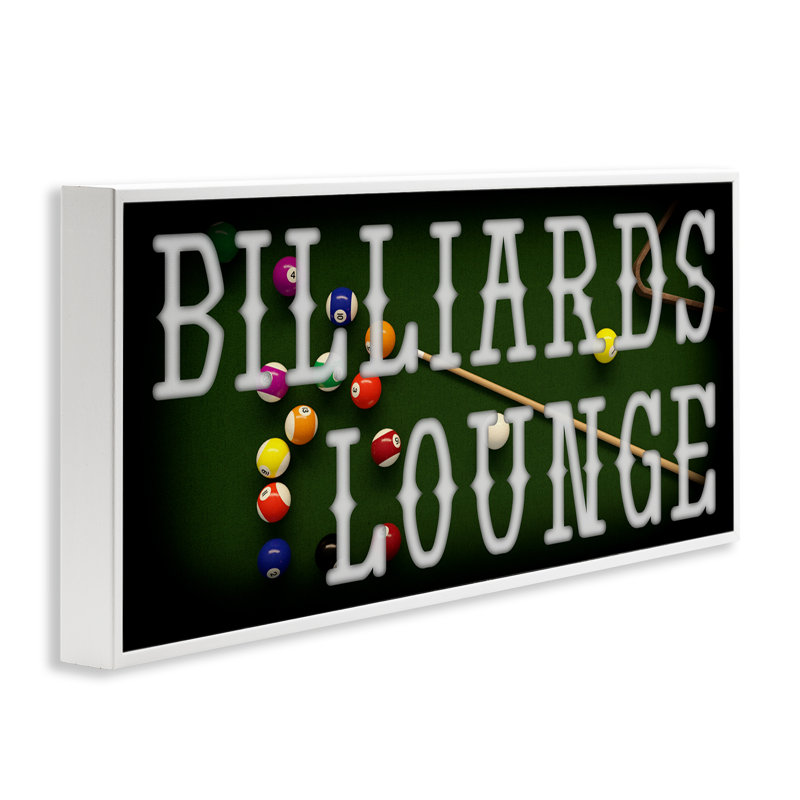 «Billiards Lounge», giclée encadrée par Marcus Prime, H 13 po x l 30 po, Encadrement giclée blanc côtier