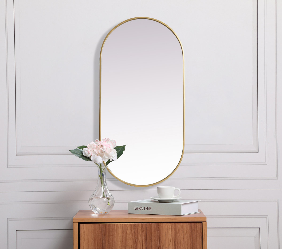 Elington Metal Oval Mirror, Brass, 48"  x 24" 
