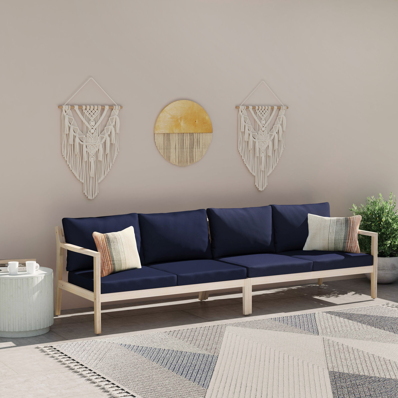 Amina 54" Acacia Patio Loveseat, Navy