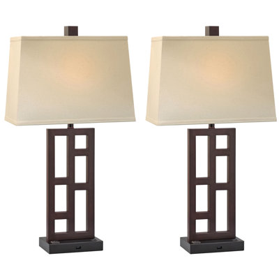 Ensemble de lampe de table 31 "expresso avec prise USB et prise Downtown