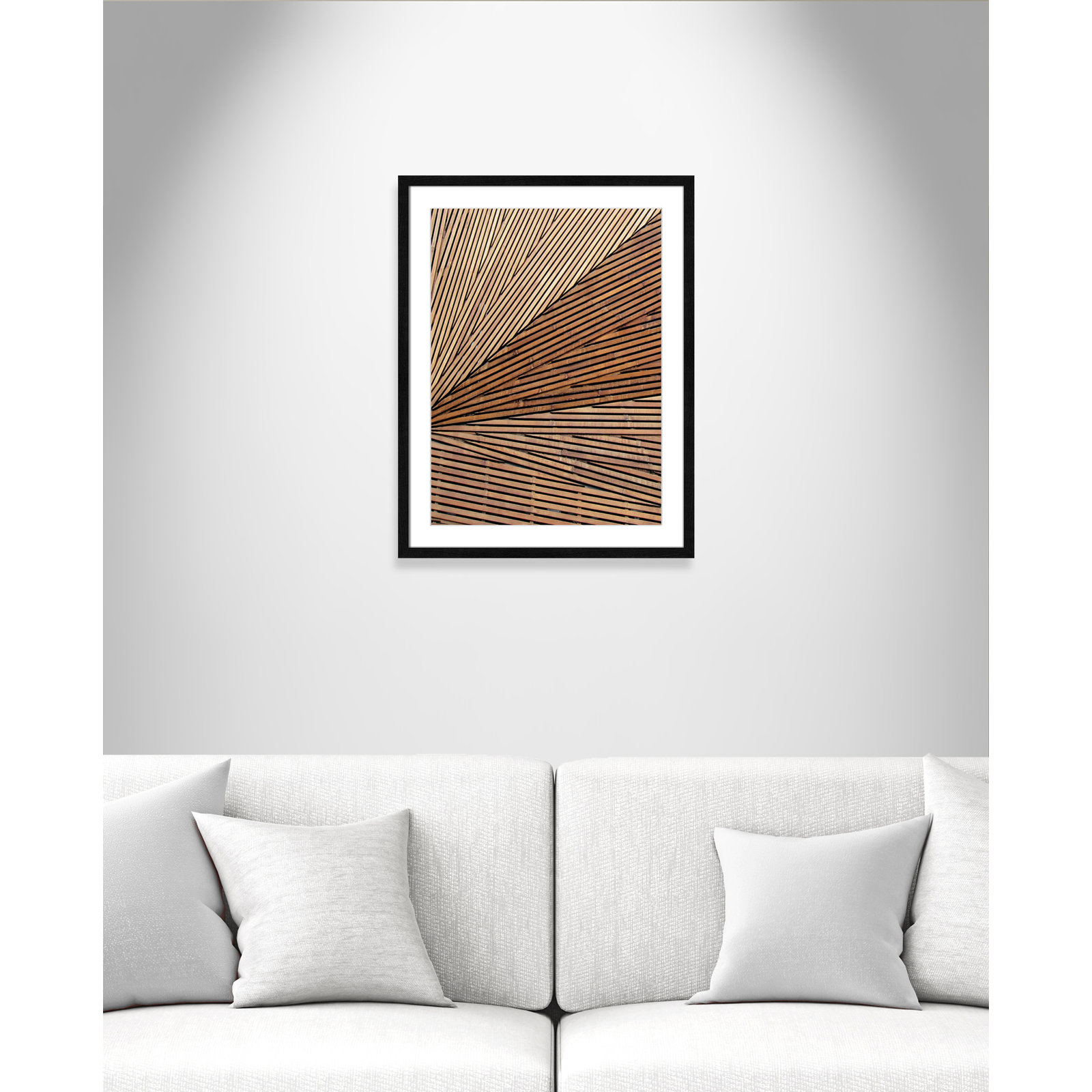 Fayette "Geometric Wood Panel 1" Print, Black Wood Grain, 23" H x 17" W x 0.75" D