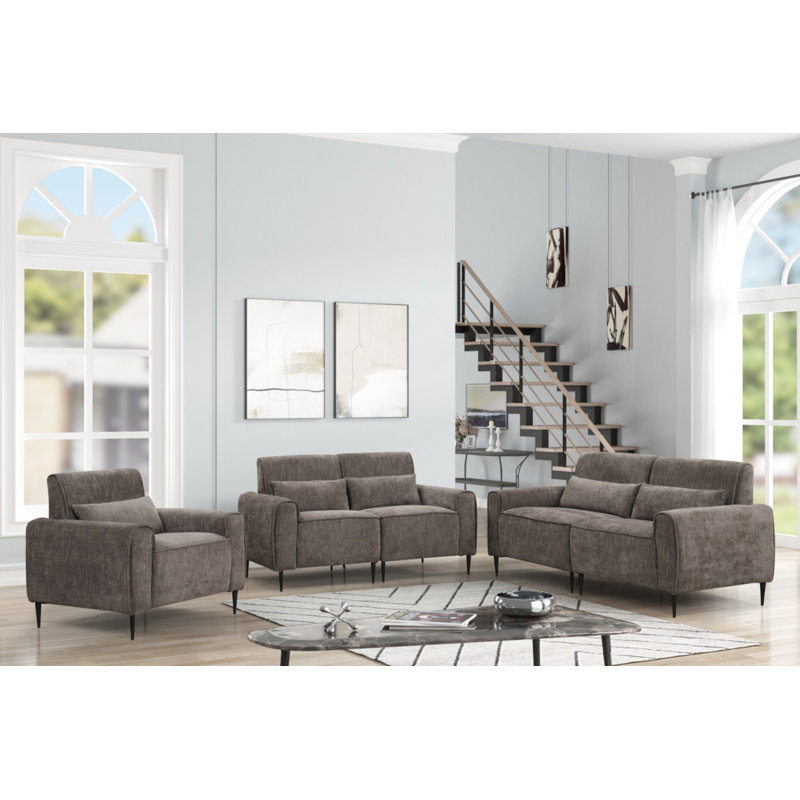 Ensemble de canapé-lit en chenille l 74 po Valentina, Gris