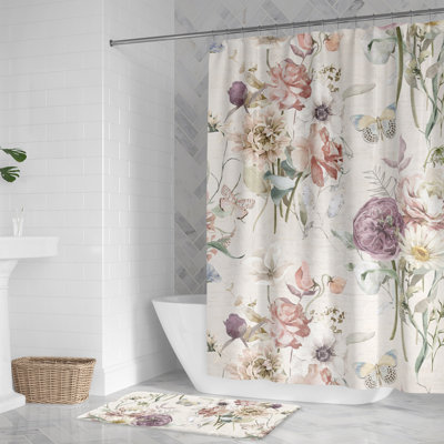 Kathy Ireland® HOME Scattered Wildflowers Shower Curtain