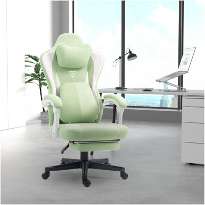 Chaise de jeu Vigosit avec massage chauffant, chaise d'ordinateur ergonomique pour adulte, 350 lb, réglable en hauteur avec un siège pivotant à 360 ° et un appui-tête et pour le bureau ou les jeux (vert)
