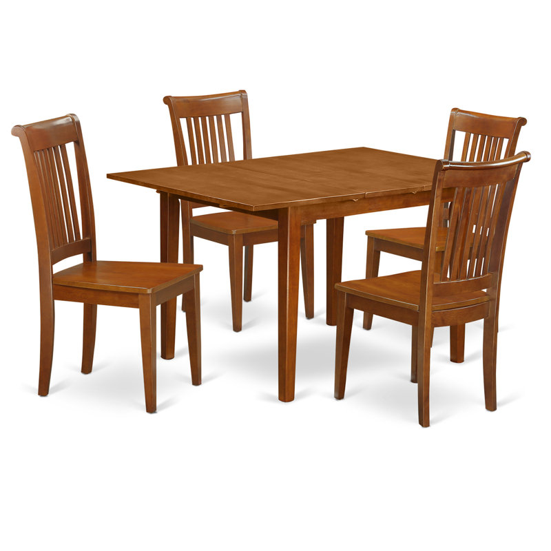 L'ensemble de salle à manger 5 pièces comprend une table de salle à manger rectangulaire avec rallonge papillon et 4 chaises de cuisine, brun selle