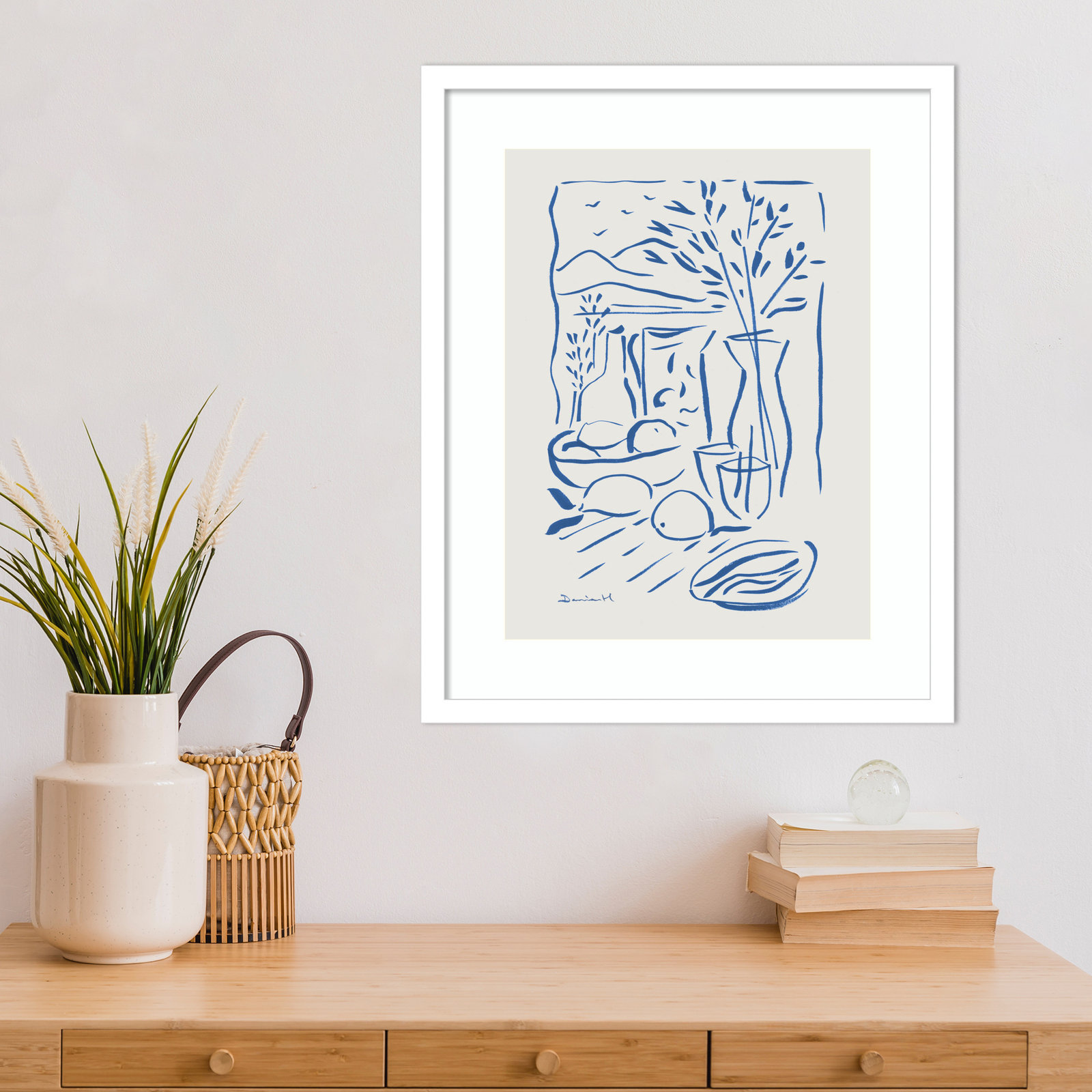 Mediterranean View by Dan Hobday Wood Framed Wall Art Print, 21" H x 17" W, White Framed