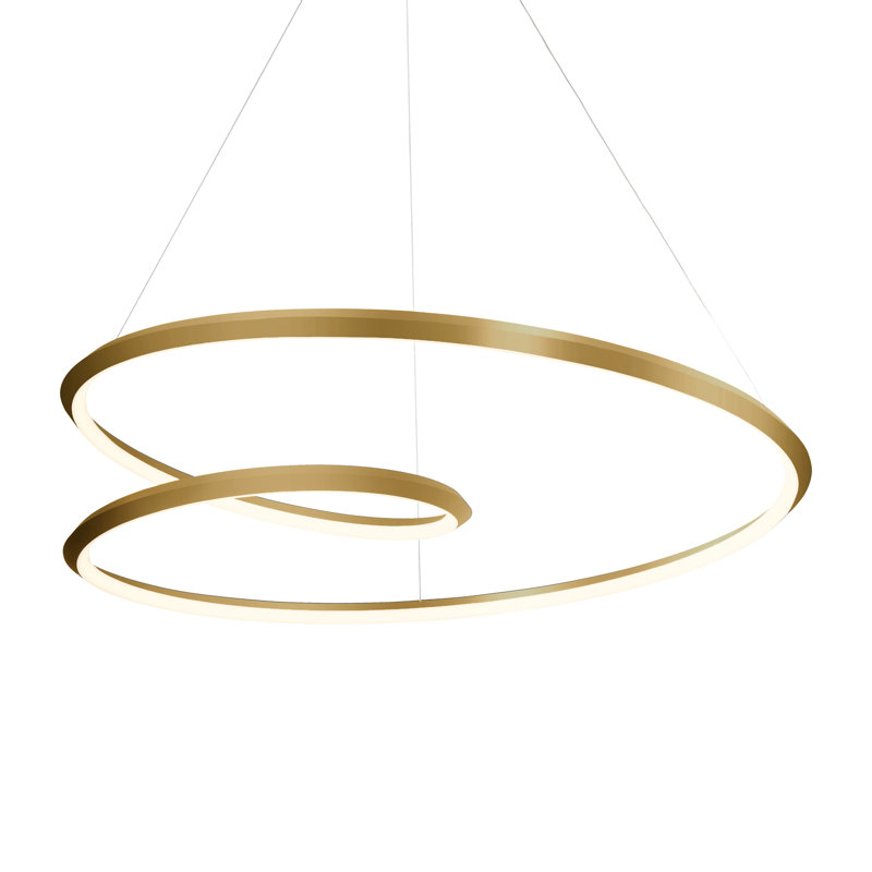 Ampersand 1 - Light LED Unique/Statement Pendant, 129.63" H x 39.375" W x 39.375" D, Brushed Gold